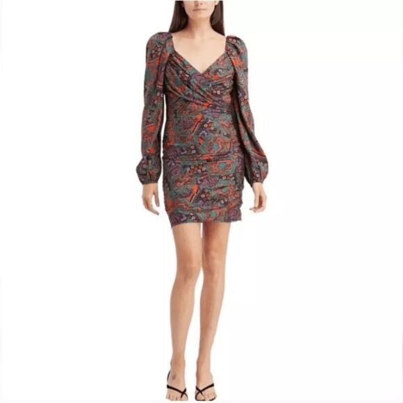 VERONICA BEARD Bellino Paisley Silk Blend Dress in Flame Red NWT Size 2 $695.00 - Picture 2 of 8